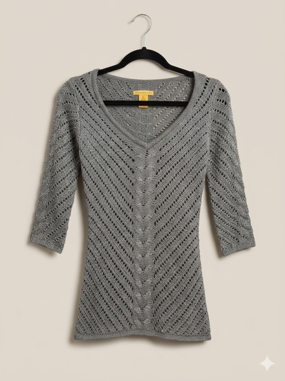 Catherine Malandrino Metallic Open Knit Pointelle Sweater - Size P (Petite)